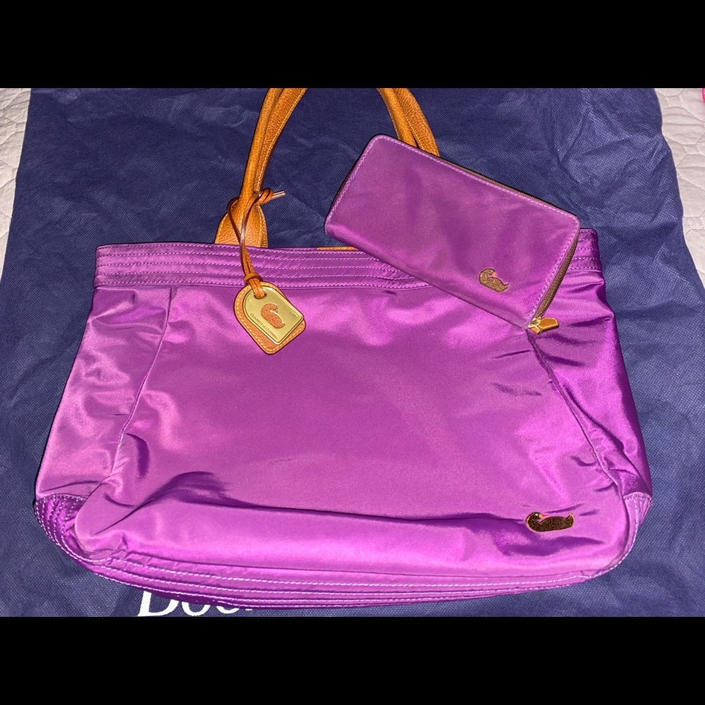 Dooney and Bourke Purple Nylon Bag and Wallet